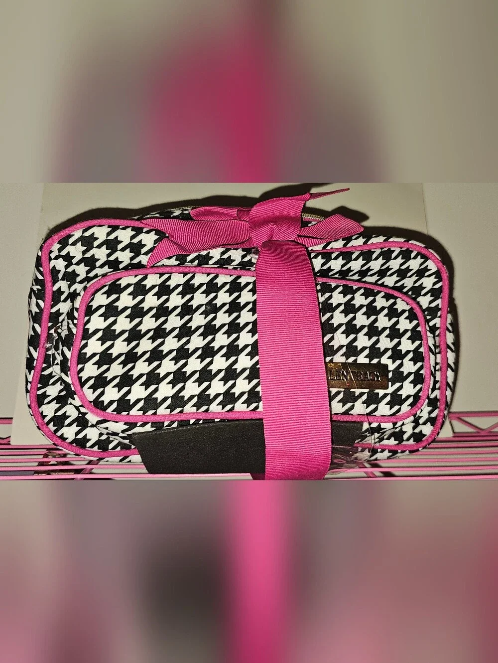 Houndstooth Pattern Cosmetic Bag